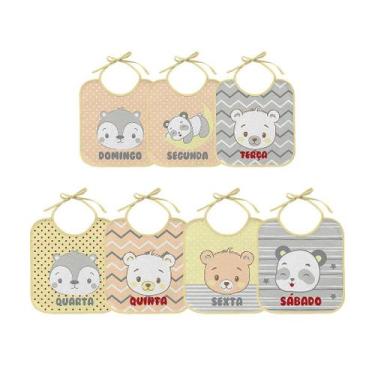 Imagem de BABADOR BUBLIM BABY SEMANINHA NEUTRO - Kit com 07 Unidades - INCOMFRAL