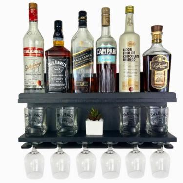 Imagem de Barzinho De Parede Bar Com Porta Taças Suspenso em Mdf Laminado Porta 
