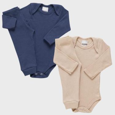 Imagem de Kit 2 Conjuntos Bebê Body + Calça Canelado Enxoval 100% Algodão Matern
