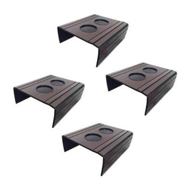 Imagem de Kit 04 Bandejas Esteira Para Braço De Sofá Porta Copo Plástico Tabaco 