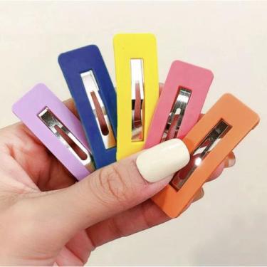 Imagem de Kit 6 Presilhas Tic Tac de Cabelo Neon Vibrante Coloridas C14 - PRA VC