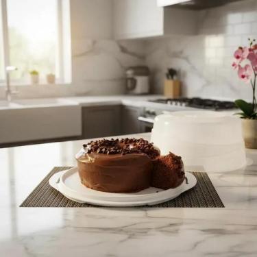 Imagem de Boleira Alta Grande com Tampa e Rosca Plástica Porta Bolo de Cozinha P