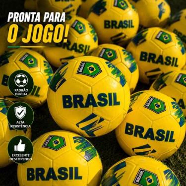 Imagem de Bola de Futebol Brasil N5 Amarela APS Resistente Sintética para Treino