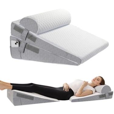 Imagem de Travesseiro Cunha para Cama SJEUQOP Conjunto Ajustável de 3 Peças