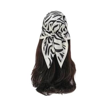 Imagem de Lenço De Cetim Quadrado Com Estampa De Leopardo De 70cm Para Mulheres,