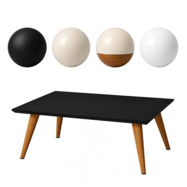 Imagem de Mesa De Centro Retangular Sala Mdf Pé Palito Decorativa Off White/Freijo
