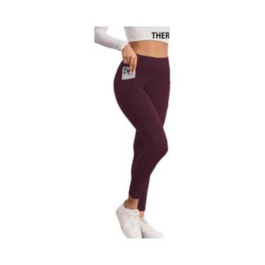 Imagem de Leggings Femininas De Cintura Alta Com Forro Térmico E Bolsos, Quentes