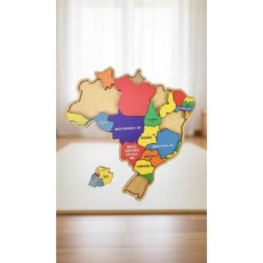 Imagem de Mapa do Brasil Quebra-Cabeça em Madeira 26 Peças - Congratulations Sto
