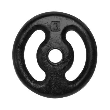 Imagem de Anilha Ferro Fundido Pintada Fitness Academia 3,0kg com Alça Lateral Preto 3kg Anilhas