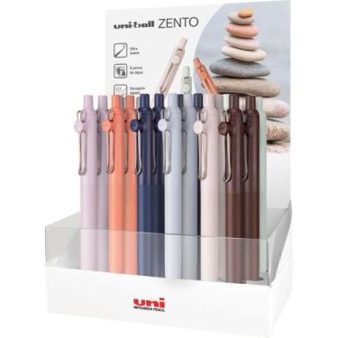 Imagem de Caneta Esferográfica UNI Zento 0.7MM 12 Cores Sortidas Display com 24 