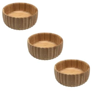 Imagem de Kit 3 Bowls Canelados De Bambu Médio 19cm Saladeira - Oikos