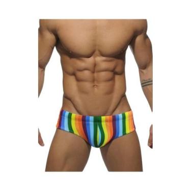 Imagem de Sunga Masculina Acolchoada De Cintura Baixa Com Estampa Arco-Íris, Res