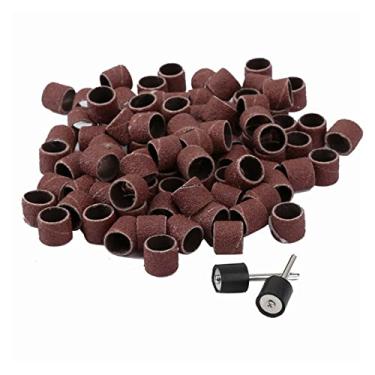 Imagem de 100 pcs acessórios 12.5mm grão 80# bandas de lixamento 2 pcs 3.17mm lixamento tambor mandril ferramenta rotativa unha broca broca YYDFPIIA