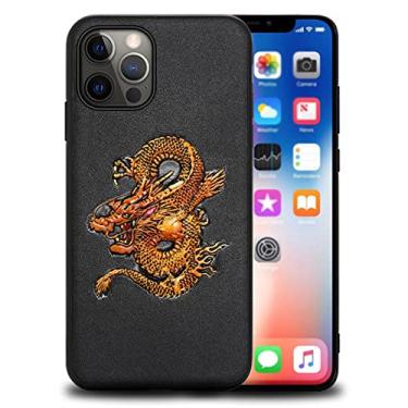 Imagem de Capa para iPhone 13 Mini/13/13 Pro/13 Pro Max, design de animal em relevo, fina, couro legítimo, à prova de choque, leve, TPU (poliuretano termoplástico), carregamento sem fio, C, 13 Pro de 6,1 polegadas