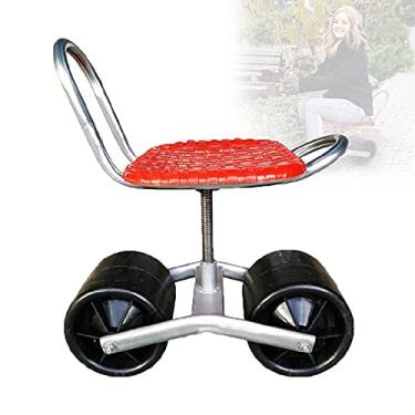 Imagem de Assento de rolamento ajustável em altura para jardinagem, carrinho giratório de jardim, assento de trabalho de jardinagem com encosto móvel cadeira de jardim para plantar colheita ajudante móvel