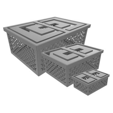 Imagem de Kit 3 Cesto Organizador Caixa Para Closet Lavanderia - Crippa