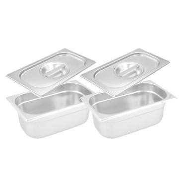 Imagem de Conj 2 Cuba Gastronômica Inox GN 1/9x65 mm 0,67 L sem alça COM TAMPA