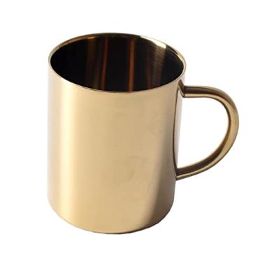 Imagem de Baoblaze Caneca de aço Inoxidável Caneca Térmica com Parede Diâmetro Da Caneca: 8,2 Cm para Caneca de Acampamento Ar Livre, Ouro, Tamanho real