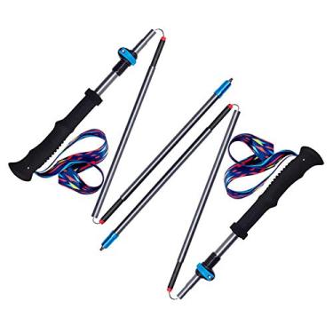 Imagem de C/H Trek-Z – Bastão dobrável para caminhada – Pacote com 2 bastões dobráveis dobráveis para caminhada, varas de caminhada de fibra de carbono forte e leve, trava rápida ajustável, dobrável