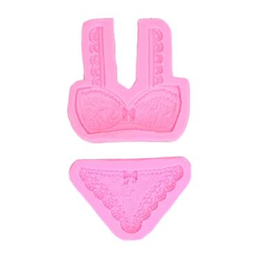 Imagem de 2 p?s/conjunto molde de bolo de silicone,molde de tijolo de chocolate em forma de biqu¨ªni, molde de fondant de cozimento diy molde de silicone reutiliz¨¢vel para uso dom¨¦stico rosa, Molde de fond