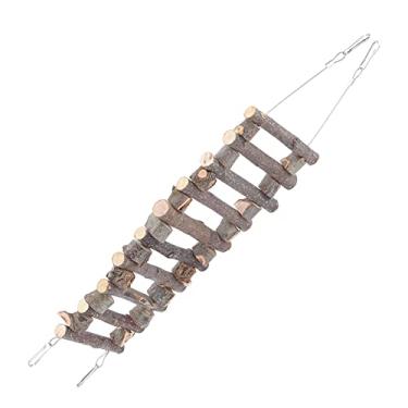 Imagem de Ponte de suspensão de madeira para animais de estimação, escada de papagaio ponte de suspensão dobrável brinquedo brinquedos de mastigar para animais de estimação hamster