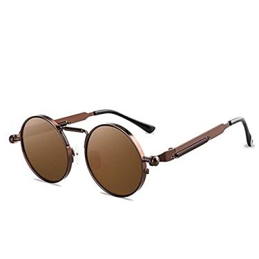 Imagem de Óculos de sol vintage estilo punk masculino retrô redondo armação de metal feminino óculos de sol moda óculos gafas sol mujer UV400,C1,A