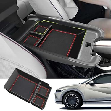 Imagem de GZBFTDH Caixa de armazenamento de apoio de braço de acessórios interiores de carro, compatível com Hyundai Ioniq 5 2022, protetor de guarnições de carro guarnição de moldura de decoração interna (vermelho)