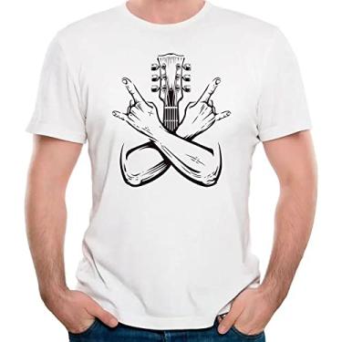 Imagem de Camiseta violão rock n roll camisa rock música guitarra Cor:Branco;Tamanho:G