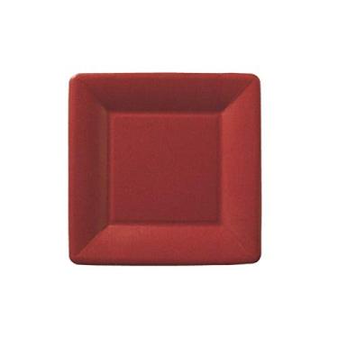 Imagem de Ideal Home Range IHR Prato de papel de sobremesa quadrado descartável, 17,78 cm, Linho Clássico Vermelho Escuro