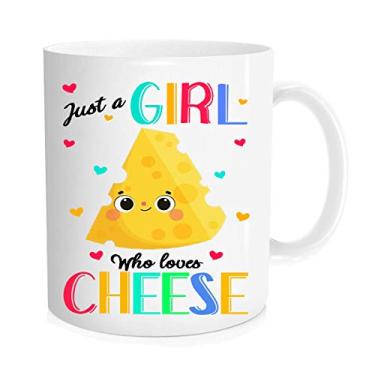 Imagem de Caneca de café engraçada – apenas uma menina que ama caneca de queijo, queijo para amantes de comida, caneca para amigos, meninas, senhoras, tias, mães, sogra – Caneca inovadora de 325 ml