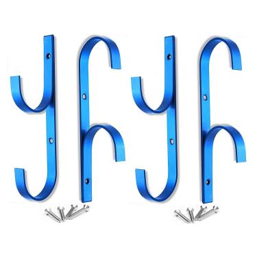 Imagem de Conjunto de suporte de alumínio premium para poste de piscina Flowerbeauty, ganchos ideais para bastões telescópicos, escumadeiras, ranhuras de folha, redes, pincéis, mangueira de vácuo, ferramentas d