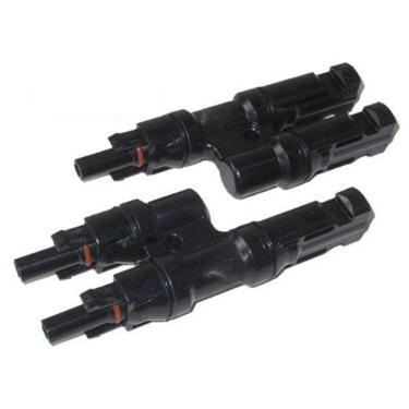 Imagem de Tektrum 1 par de conectores de adaptador em Y de painel solar M/F e F/F/M com cabo PV e Ramos do painel, divisor em T para conexão paralela entre painéis solares