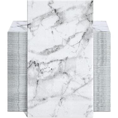 Imagem de Toalhas de mão de papel guardanapos decorativos de mármore cinza branco guardanapos de casamento guardanapos de banheiro toalhas de mão descartáveis guardanapos descartáveis guardanapos descartáveis para casa banheiro sala de jantar casamento festa coquetel (200)
