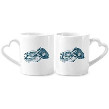 Imagem de Flank Sketch Animal Crânio Animal Casal Porcelana Conjunto de Caneca de Cerâmica Amante Copo Punho Coração