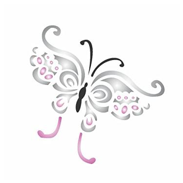 Imagem de Stencil de Acetato para Pintura OPA 10 x 10 cm - 364 Borboleta Tattoo