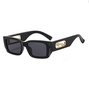 Imagem de Óculos de sol vintage cor doce quadrado perna de leopardo para mulheres Óculos de sol gradiente masculino Tons, preto cinza, sem estojo