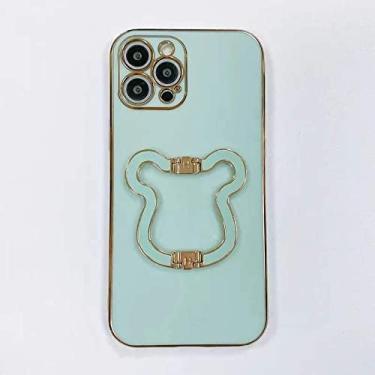 Imagem de Capa de telefone com suporte de urso de ouro de metal de luxo para samsung galaxy a53 a73 a33 a32 a51 a71 a 72 52 23 22 13 12 11 10 s capa, xla3, verde menta, para a53 5g