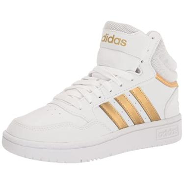 Imagem de adidas Tênis feminino Hoops 3.0 High Casual - Branco, Branco/Cinza, 40