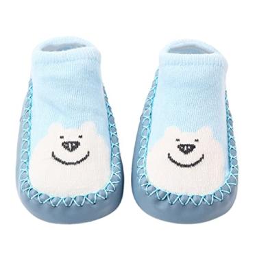 Imagem de Sapatos e meias infantis de cano baixo para bebês, meias para barco, meias para bebês e meninas, Azul, 12-18 Meses