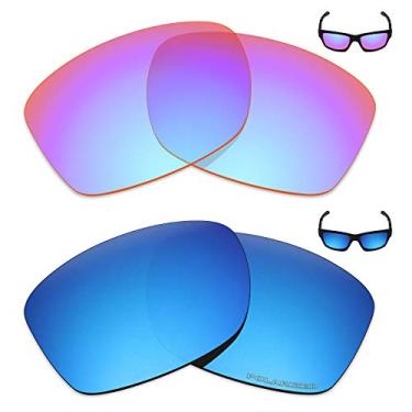 Imagem de Mryok+ 2 pares de lentes polarizadas de substituição para óculos de sol Oakley Jupiter Squared – Rosa cobalto/azul gelo
