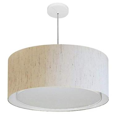 Imagem de Lustre Pendente Cilíndrico Duplo Cúpula Tecido 30/60x50 cm, Vivare Iluminação, Pendente4291 LLA, Linho Bege, Grande
