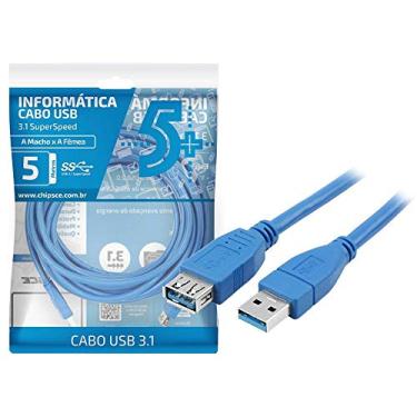 Imagem de Cabo Usb 3.1 - Usb a Macho + Usb a Femea 3.1 - 3M - Azul