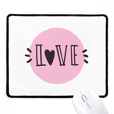 Imagem de Mousepad com citação Pink Love estilo escrita à mão preto borda costurada antiderrapante jogo