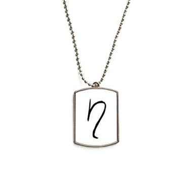 Imagem de DIYthinker Colar de aço inoxidável com pingente de placa de identificação de cachorro com silhueta preta e letra grega ETA