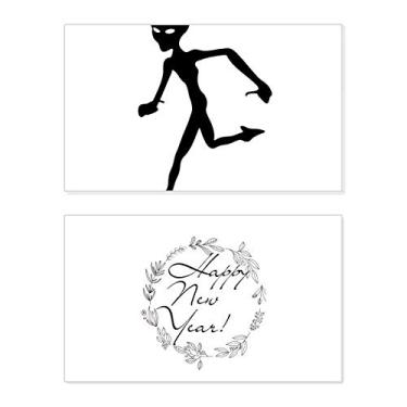 Imagem de Cartão de felicitações Alien Corrida Ano Novo Festival Alien Universo e Alienígena Mensagem Presente