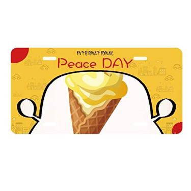 Imagem de DIYthinker Placa de licença com estampa de sorvete de amendoim amarelo para decoração de carro, dia da paz