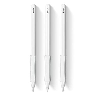 Imagem de Pacote com 3 capas brancas para iPencil de silicone ergonômico, compatível com Apple Pencil 2ª geração, iPad Pro 11 de 12,9 polegadas 2018