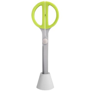 Imagem de HARAC Tesoura autônoma com suporte de 19 cm, tesoura de escritório com base para mesa, lâmina antiaderente, aço inoxidável japonês, feita no Japão (branca)