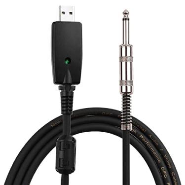 Imagem de Chusui Cabo USB para guitarra Andio Interface USBho para cabo de conexão de guitarra elétrica mono de 6,35 mm (1/4 pol.) Guitarra profissional para PC Cabo de gravação de link USB compatível com Windo