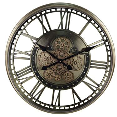 Imagem de Relógio de parede de metal grande industrial Steampunk Cog, grande relógio decorativo rústico retrô com pilhas, relógio vintage com algarismos romanos para decoração de cozinha de casa (cor: vermelho) (verde)